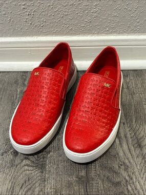 Michael Kors Red Embossed Slip-On Sneakers